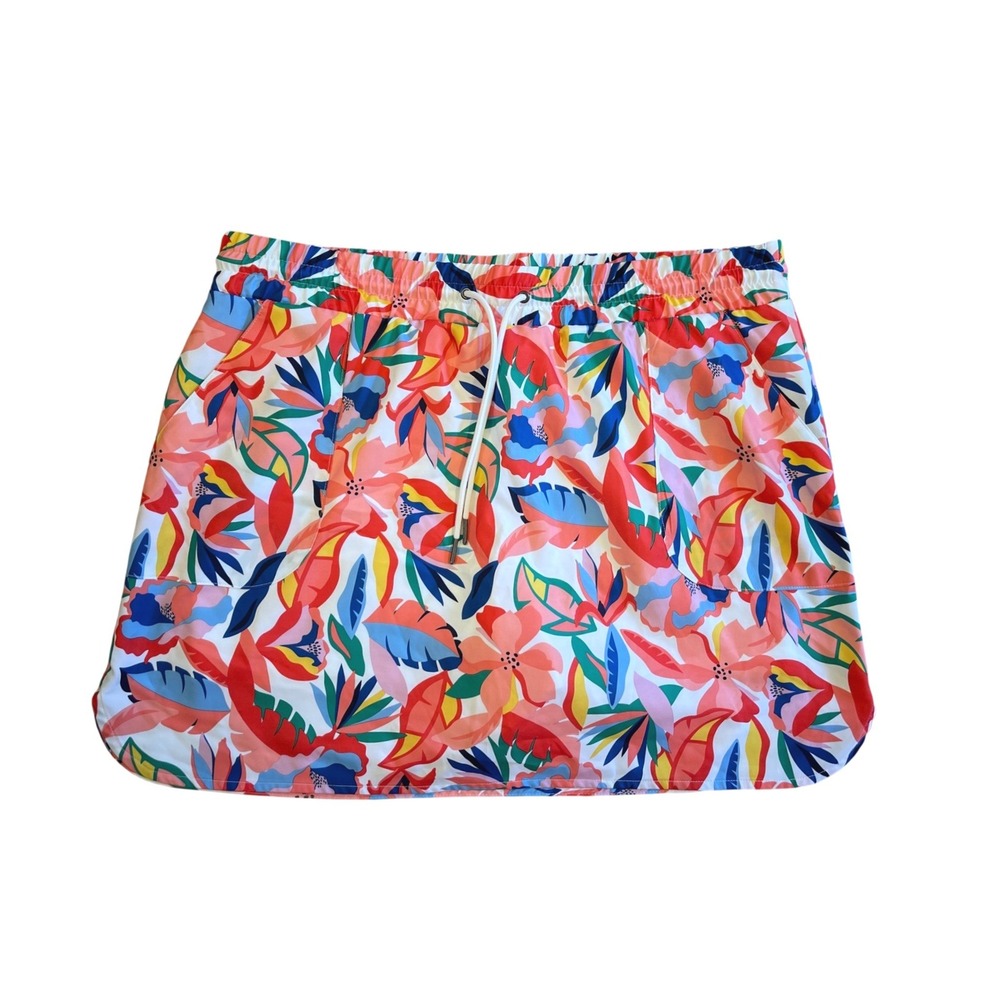 St John's Bay Floral Active Skort XL Multicolor Tropical Golf Tennis Athletic